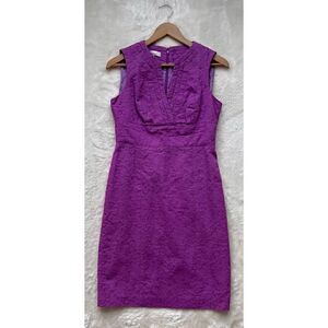 VINTAGE EUC Kelly & Diane Purple Textured Pattern Sleeveless Dress with V-neck